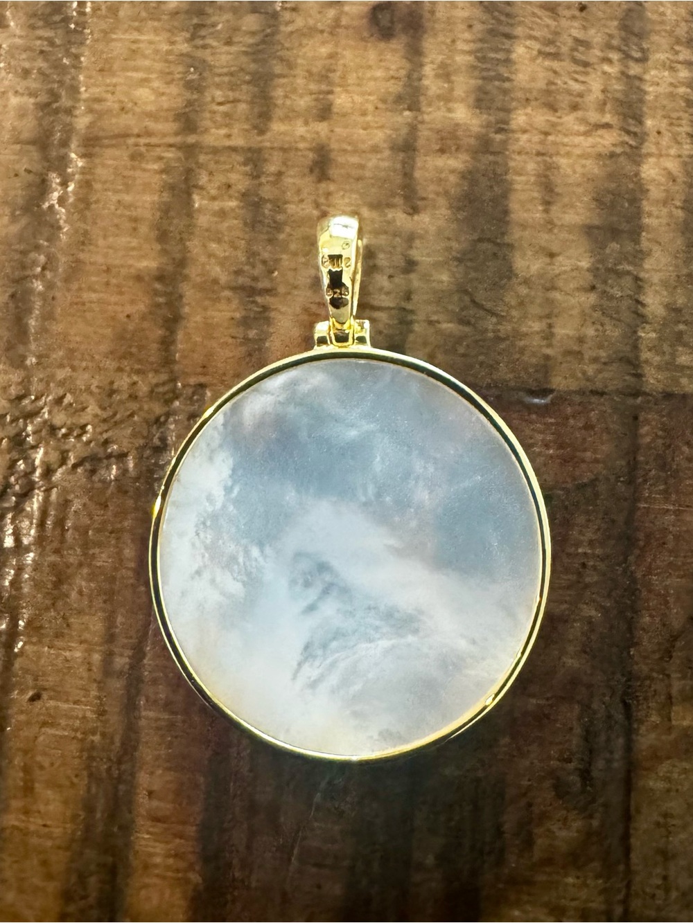 NWOT - Awe Inspired Celestial Mother of Pearl Amulet 14K Gold Vermeil Large - Picture 7 of 10